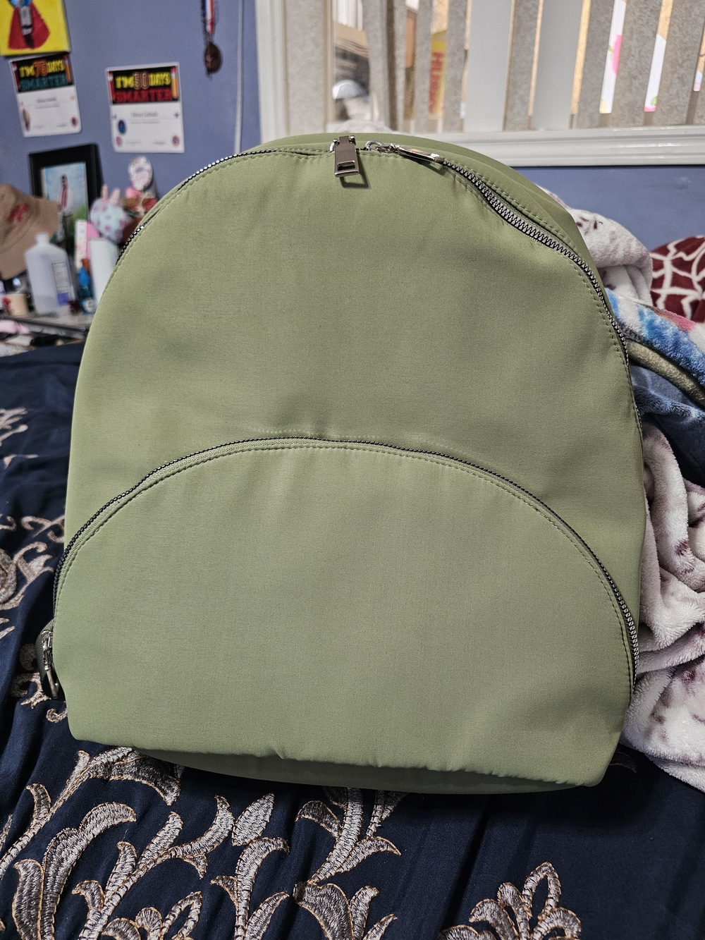 Olive Green Backpack - Minimalist Everyday Bag